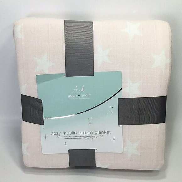 aden + anais Other - aden + anais Cozy Muslin Dream Blanket Grace NIP Pink Stars NEW 47" square NWT